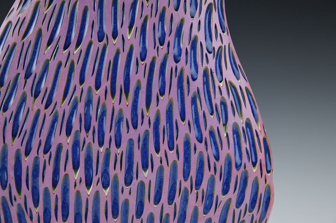 LARGE SILHOUETTE VASE: BLUE AND PINK